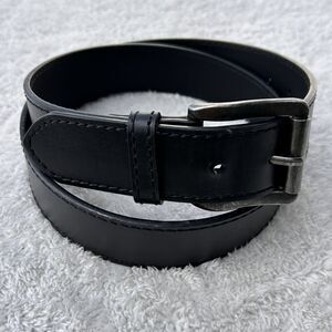Belt Size 36/38 Black Bonded Leather Silver Buckle Basic Classic